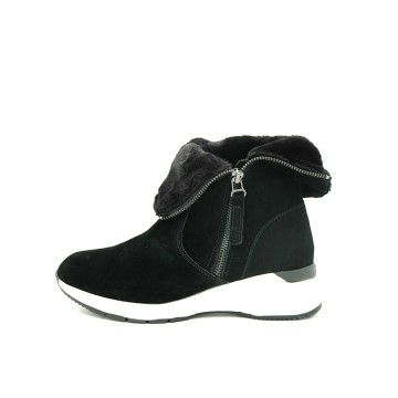 Kelara-Bottines en cuir fendu noires
