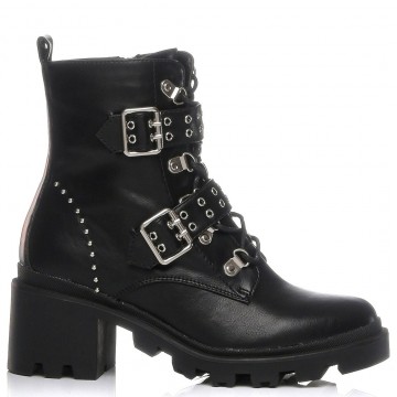 MIGATO-Botte militaire noire avec ceintures