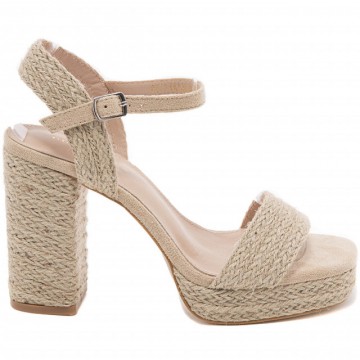 Sandale Beige À Talon Haut...
