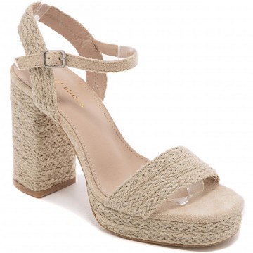 Sandale Beige À Talon Haut...