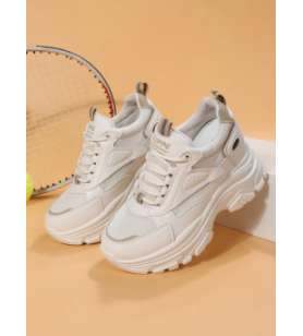 SHOES £ BAGS COLLECTION - SNEAKERS PLATEFORME EN BEIGES