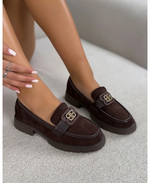 SHOES £ BAGS COLECTION-Mocassins femme marron à bijou