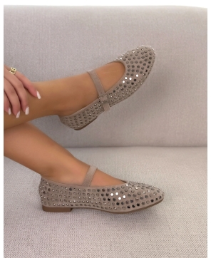 SHOES £ BAGS COLECTION-Ballerine femme à strass argentés