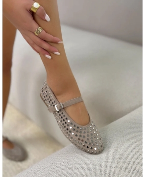 SHOES £ BAGS COLECTION-Ballerine femme à strass argentés