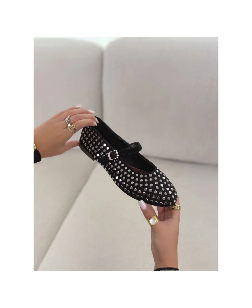 SHOES £ BAGS COLECTION-Ballerine femme à strass argentés