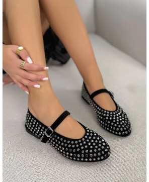 SHOES £ BAGS COLECTION-Ballerine femme à strass argentés