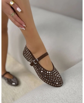 SHOES £ BAGS COLECTION-Ballerine femme à strass argentés