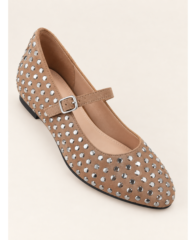 SHOES £ BAGS COLECTION-Ballerine femme à strass argentés