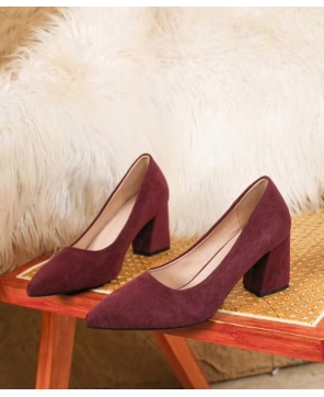 ESCARPINS FEMME DAIM AUBERGINE A TALON