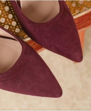 ESCARPINS FEMME DAIM AUBERGINE A TALON