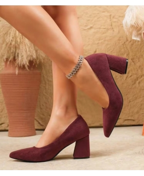 ESCARPINS FEMME DAIM AUBERGINE A TALON
