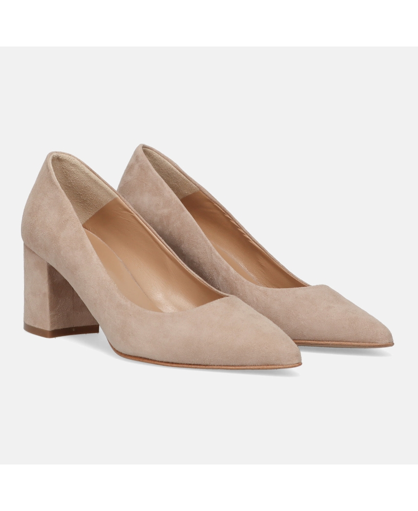 ESCARPINS FEMME DAIM BEIGE A TALON