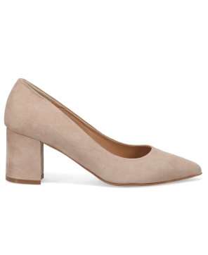 ESCARPINS FEMME DAIM BEIGE A TALON